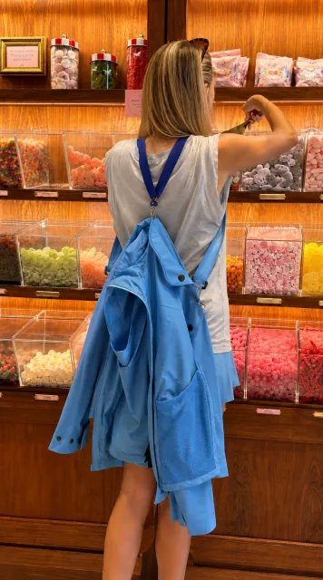 At the candy store, hands free